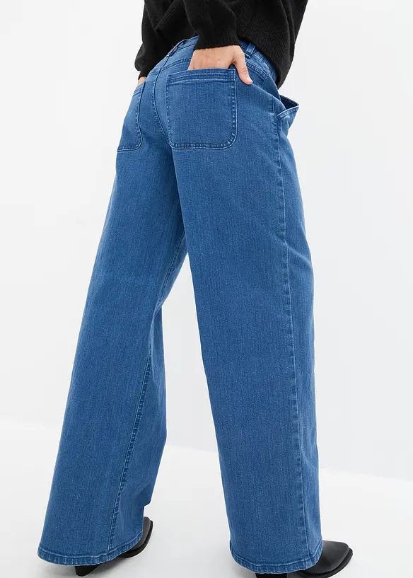 Džíny Wide Leg Mid Waist, bonprix