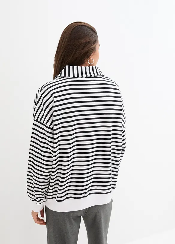 Oversize mikina s výstřihem do V a límcem polo, bonprix