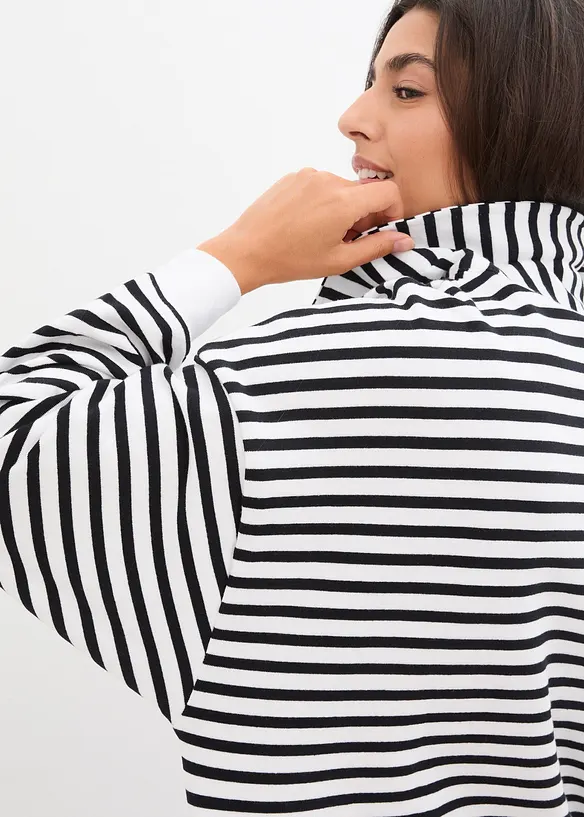 Oversize mikina s výstřihem do V a límcem polo, bonprix