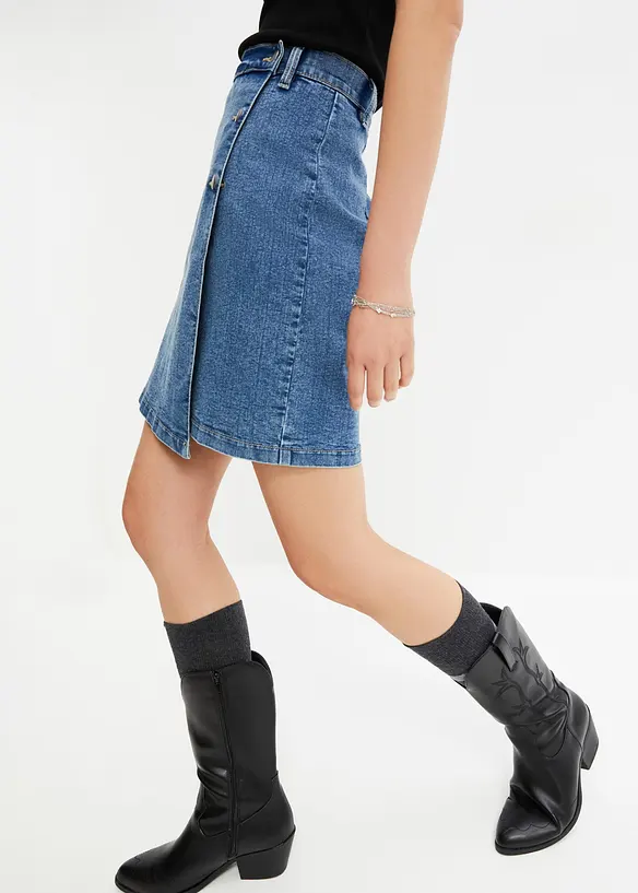 Zavinovací džínová sukně, Mid Waist, bonprix