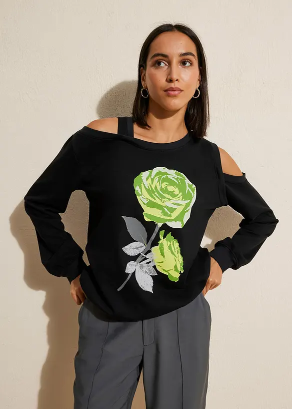 Oversize mikina s květinovým potiskem, bonprix