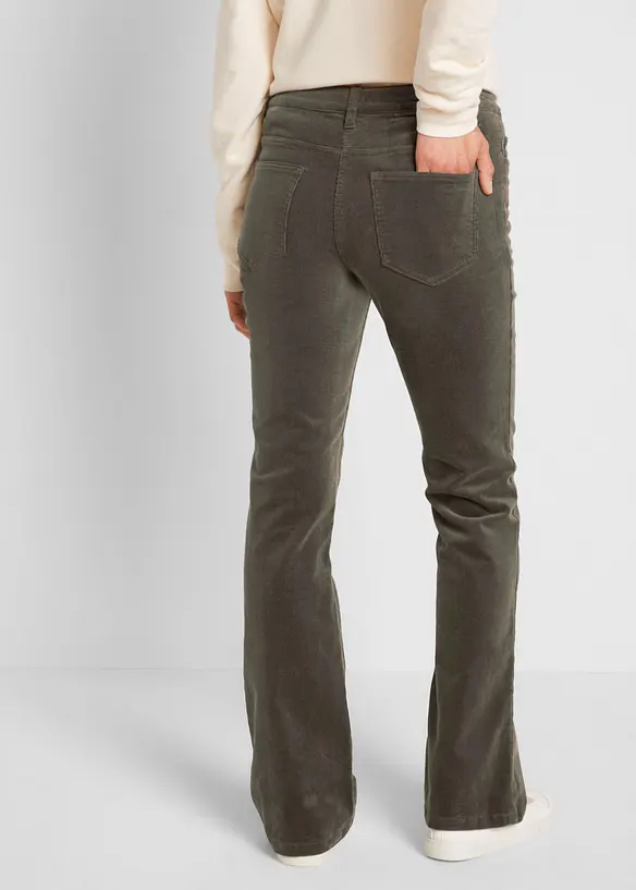 Strečové manšestrové kalhoty, Bootcut, bonprix