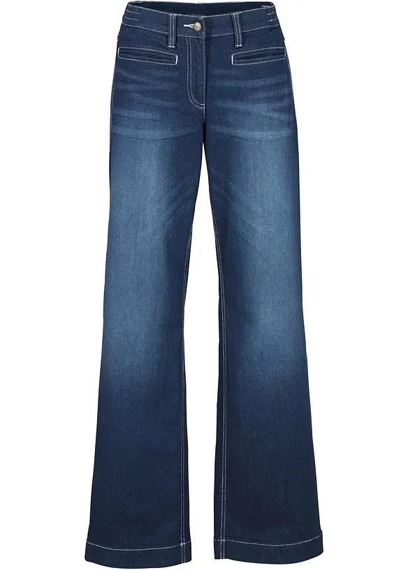 Džíny, Wide Leg, Mid Waist, pohodlný pas, bonprix