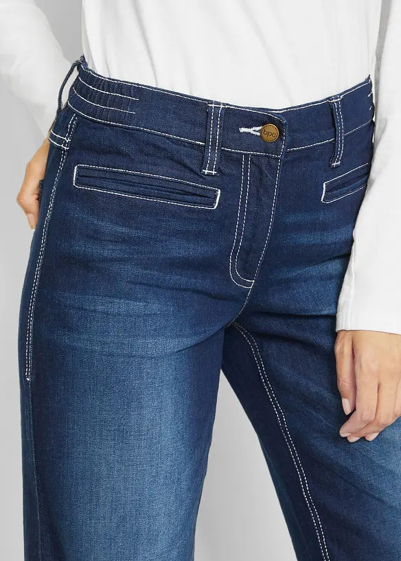 Džíny, Wide Leg, Mid Waist, pohodlný pas, bonprix