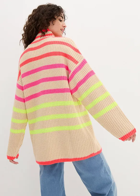 Oversize svetr s neonovými pruhy, bonprix