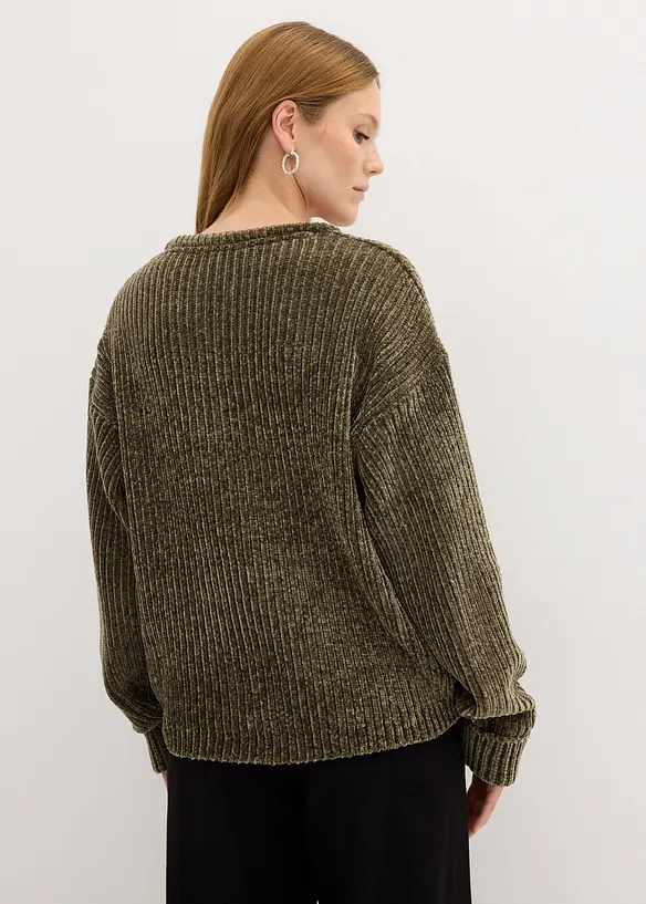Oversize svetr z měkké žinylky, bonprix