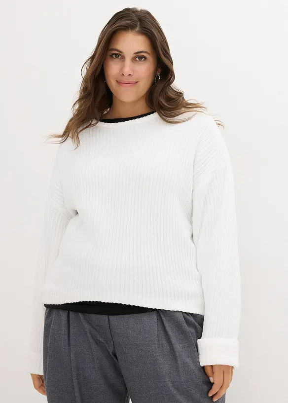 Oversize svetr z měkké žinylky, bonprix