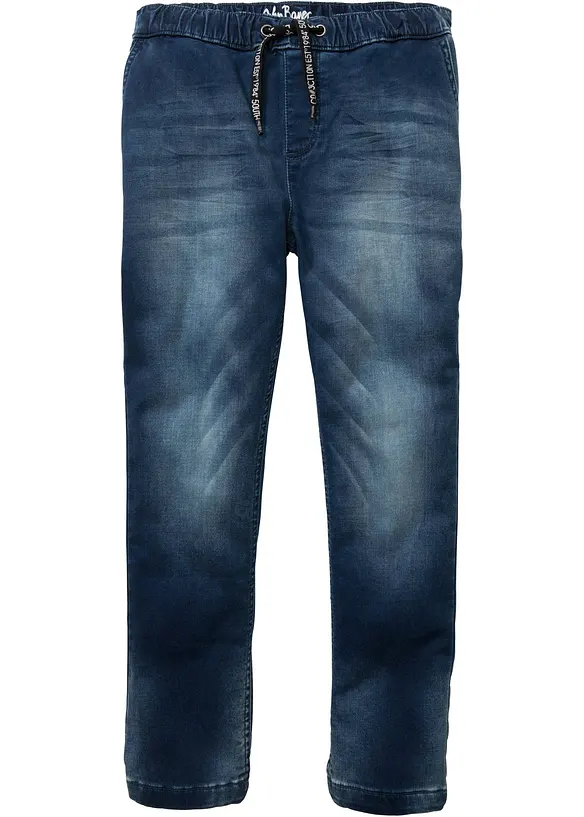 Teplákové džíny bez zapínání, Regular Fit, Straight, bonprix