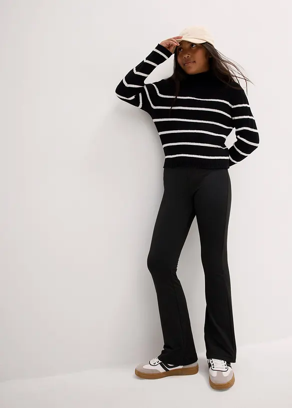 Rozšiřující se žerzejové kalhoty s počesanou vnitřní stranou, bonprix