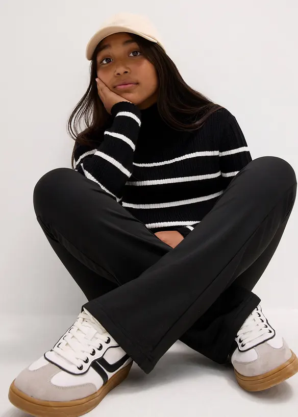 Rozšiřující se žerzejové kalhoty s počesanou vnitřní stranou, bonprix