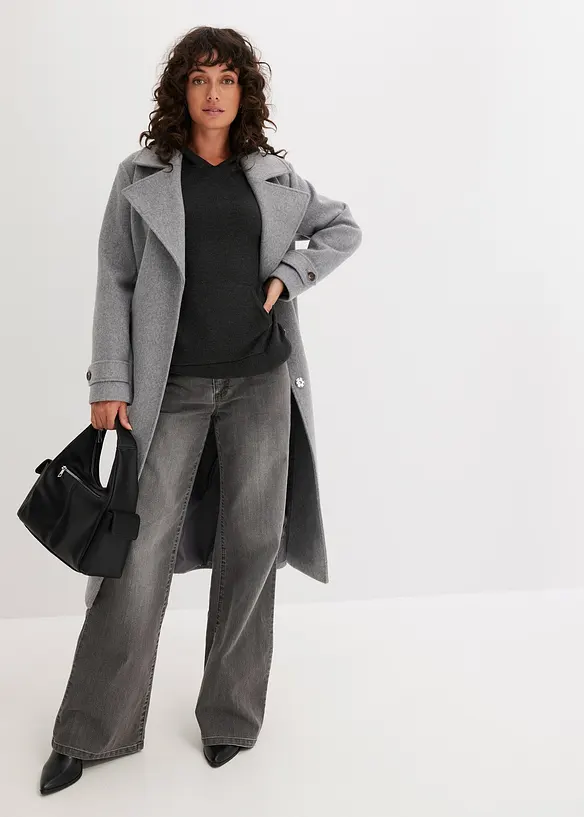 Svetr s kapucí a klokaní kapsou, z viskózové směsi, bonprix