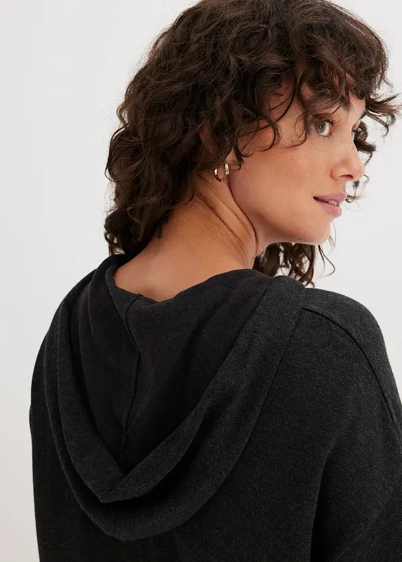 Svetr s kapucí a klokaní kapsou, z viskózové směsi, bonprix