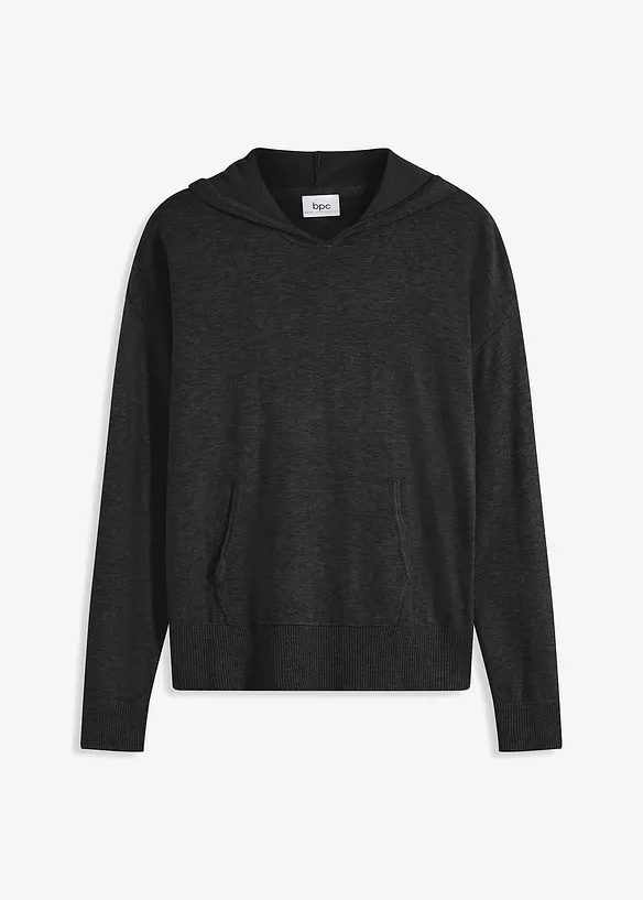 Svetr s kapucí a klokaní kapsou, z viskózové směsi, bonprix