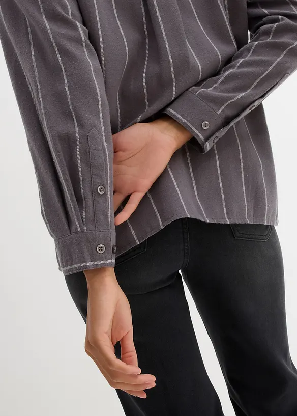 Flanelová košilová halenka oversized, bonprix
