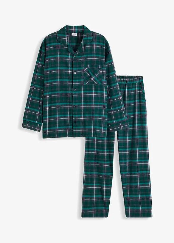 Pyžamo z měkkého flanelu, s knoflíkovou lištou a dlouhými rukávy, bonprix