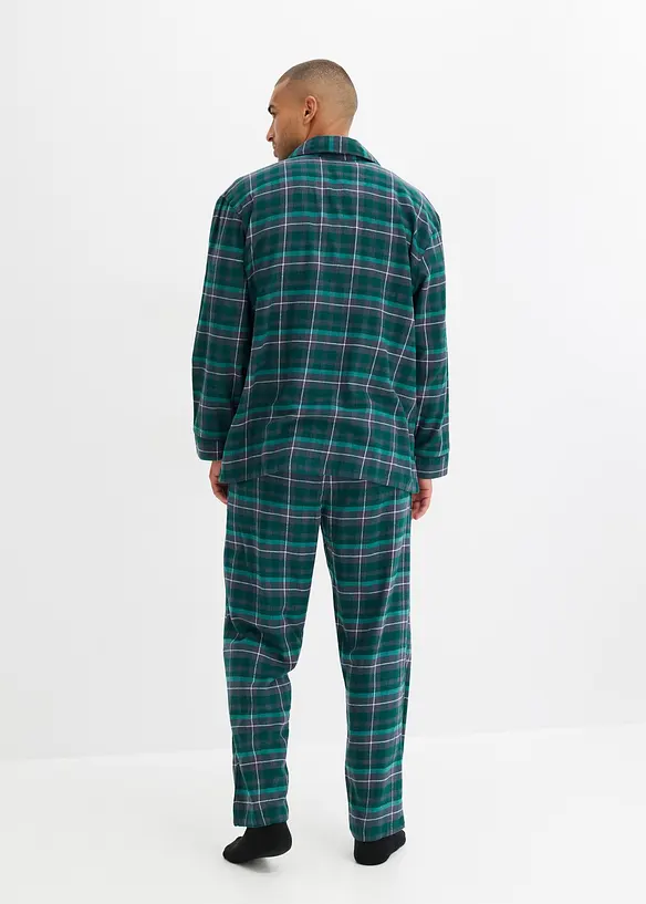 Pyžamo z měkkého flanelu, s knoflíkovou lištou a dlouhými rukávy, bonprix