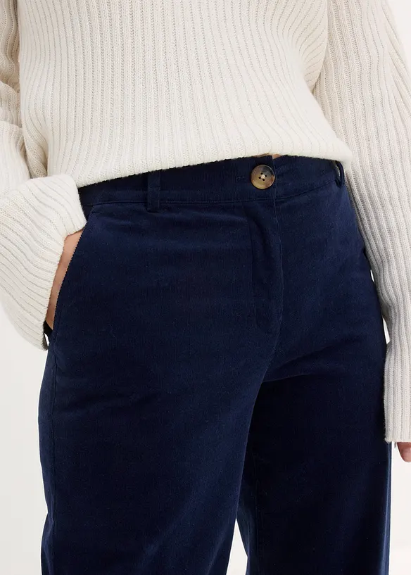 Manšestrové kalhoty z organické bavlny se strečem, bonprix