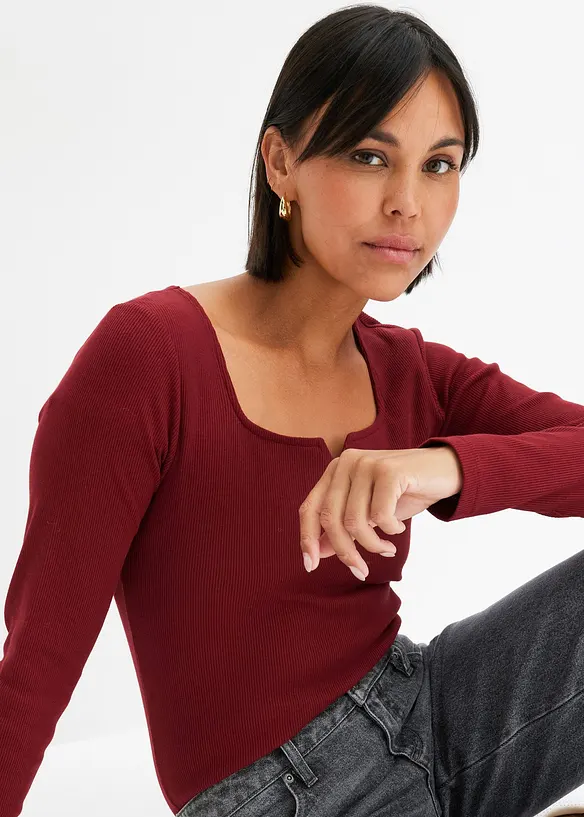 Žebrované tričko z čisté organické bavlny, bonprix