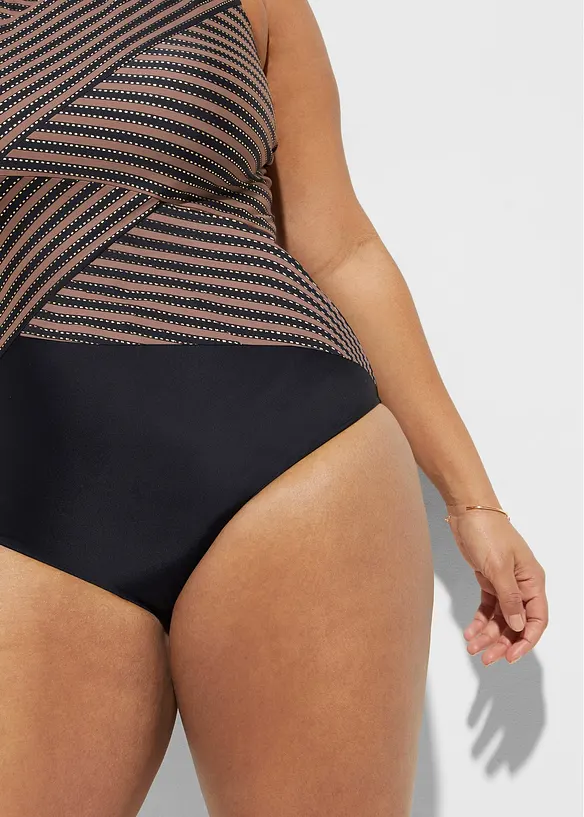 Stahovací jednodílné plavky, střední tvarující efekt, se zavinovacím vzhledem, bonprix