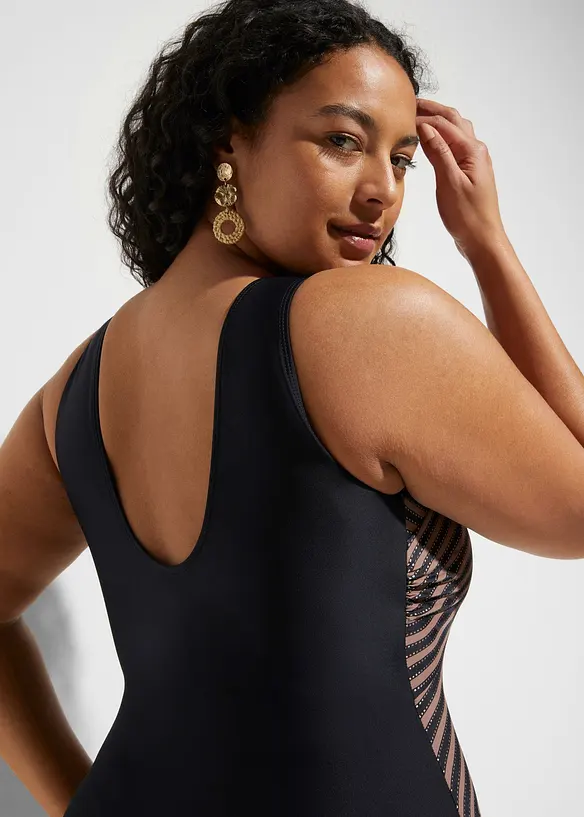 Stahovací jednodílné plavky, střední tvarující efekt, se zavinovacím vzhledem, bonprix