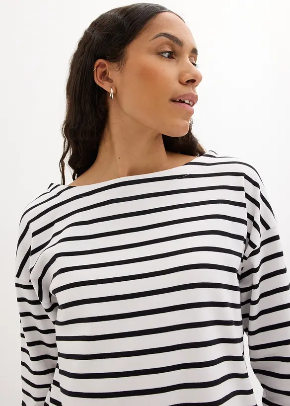 Triko s dlouhým rukávem a lodičkovým výstřihem, z organické bavlny (2 ks v ablení), bonprix