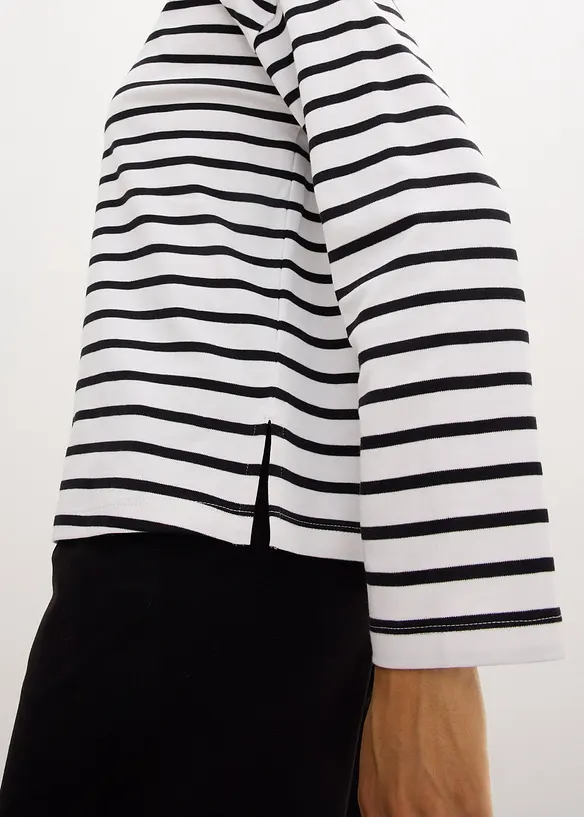 Triko s dlouhým rukávem a lodičkovým výstřihem, z organické bavlny (2 ks v ablení), bonprix