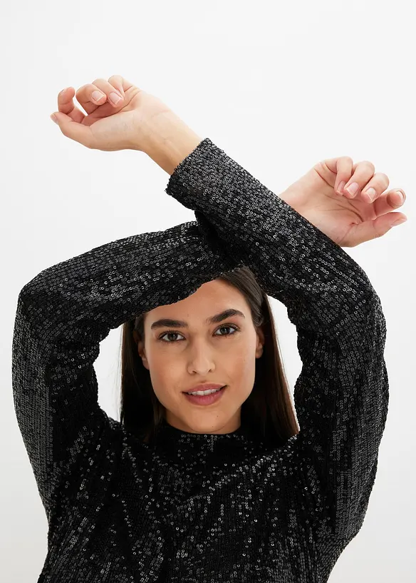 Halenka bez zapínání, s flitry, bonprix