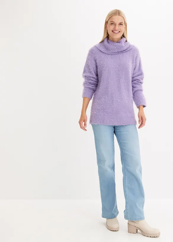 Rolákový svetr z měkké peříčkové příze, bonprix