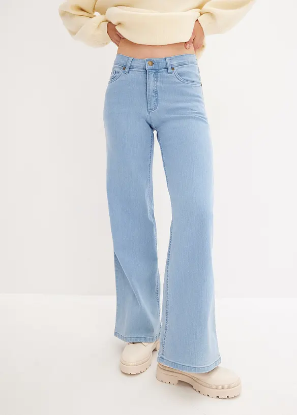 Strečové džíny Wide Leg, Mid Waist, bonprix