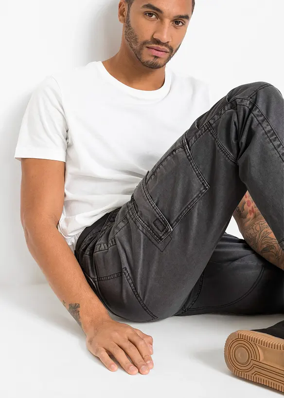 Cargo kalhoty z čisté bavlny, Relaxed Fit, Straight, bonprix