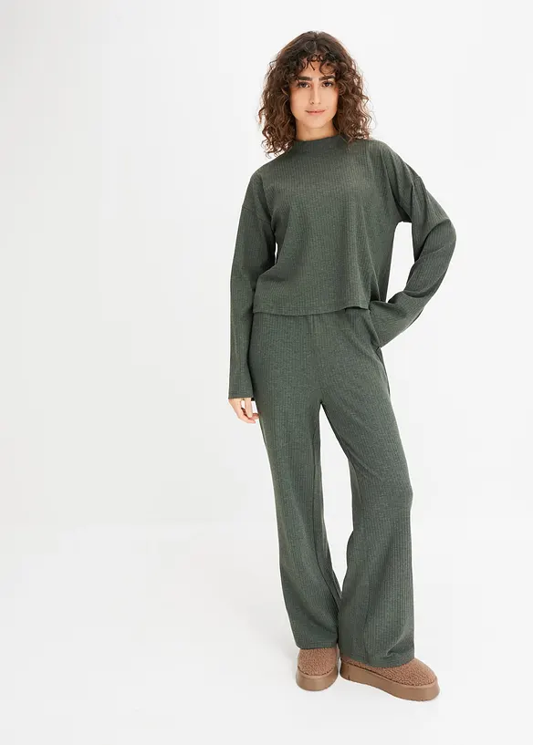 Oversized domácí souprava z měkkého žebrovaného materiálu, bonprix