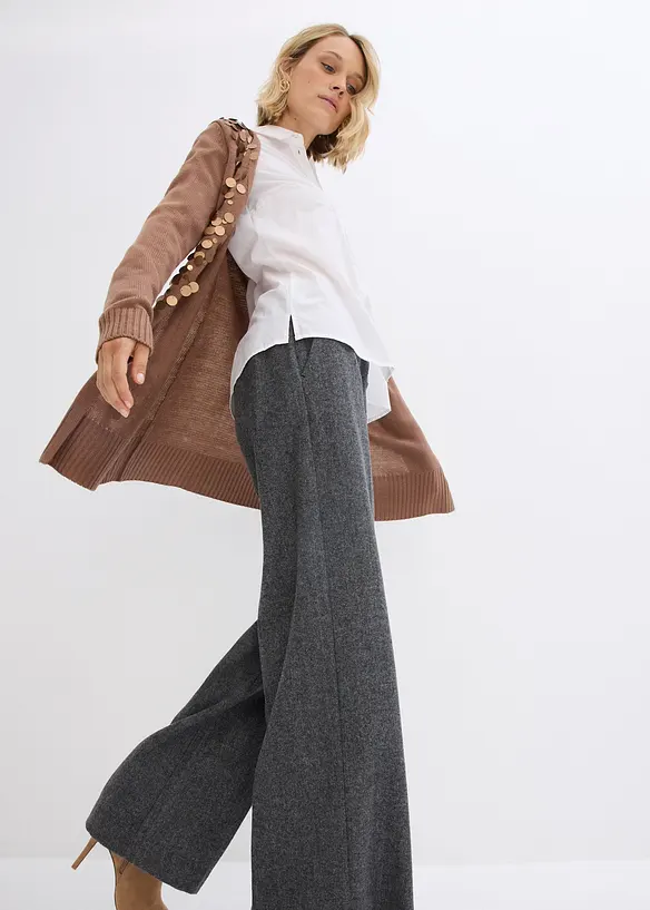 Vlněné kalhoty se vzorem rybí kosti, bonprix