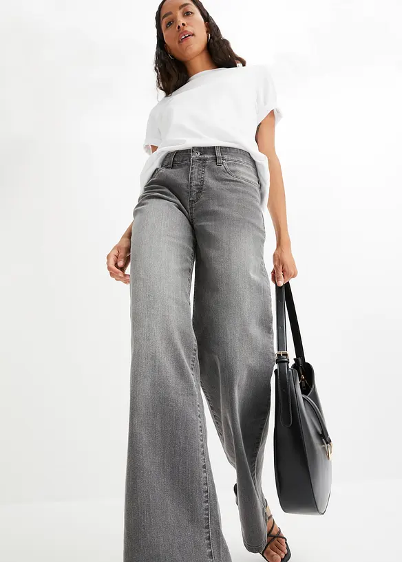 Strečové džíny Wide Leg, Mid Waist, bonprix