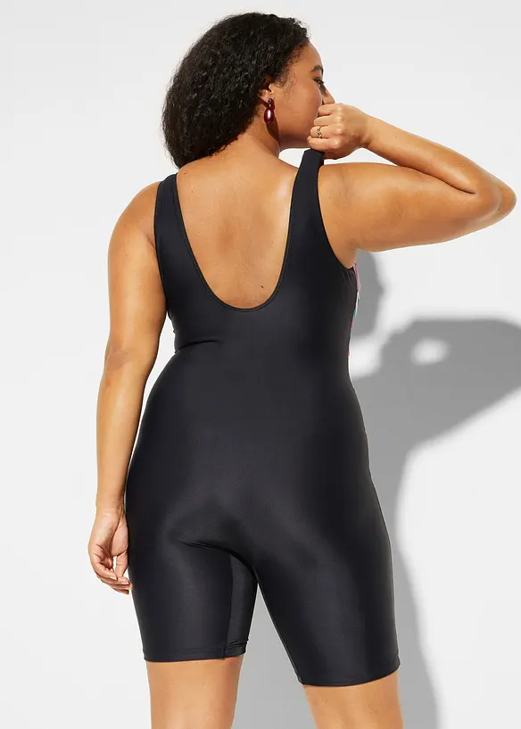 Jednodílné stahovací plavky s nohavičkami, střední tvarující efekt, bonprix