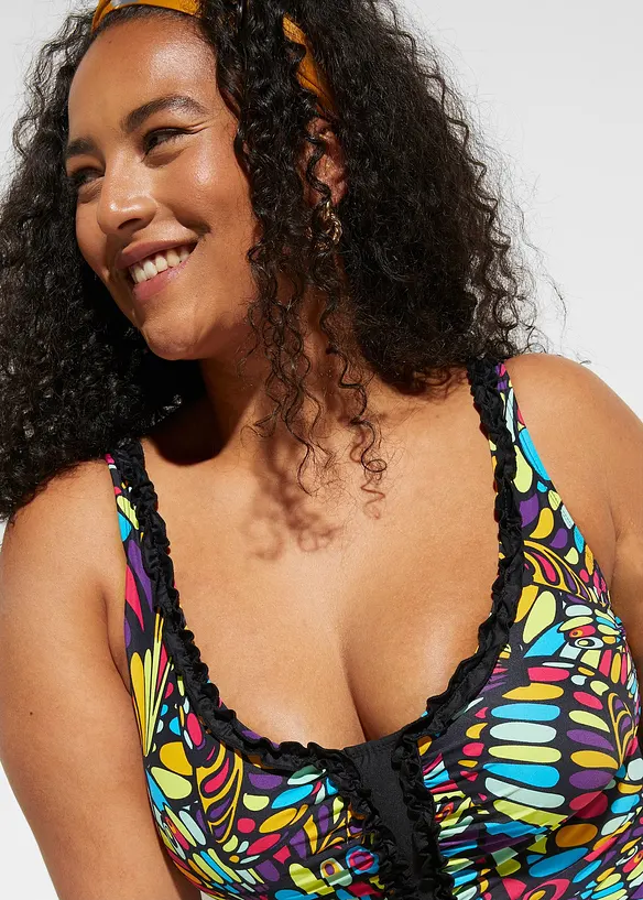 Stahovací jednodílné plavky, silný tvarující efekt, s rýšky, bonprix