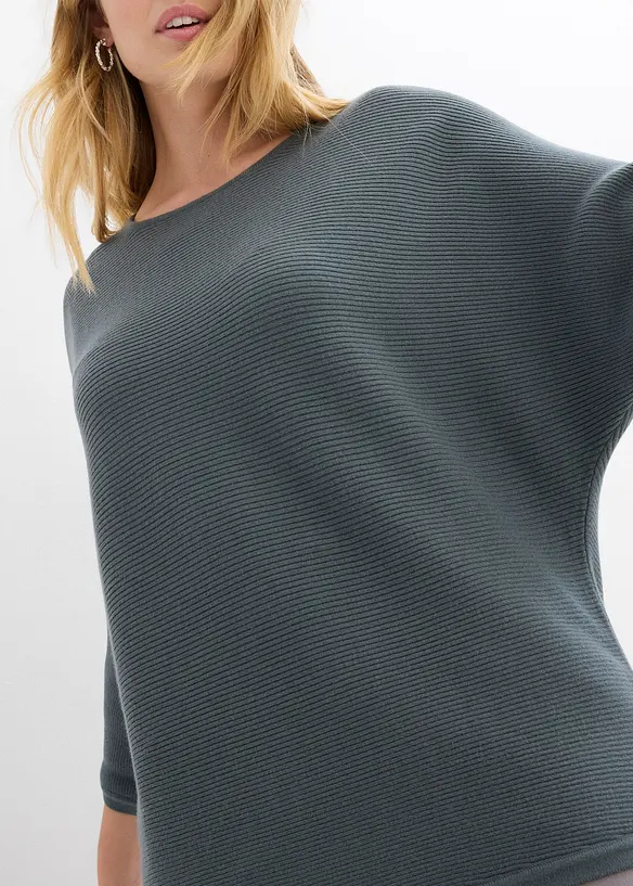 Oversize žebrovaný svetr ze směsi s viskózou, bonprix