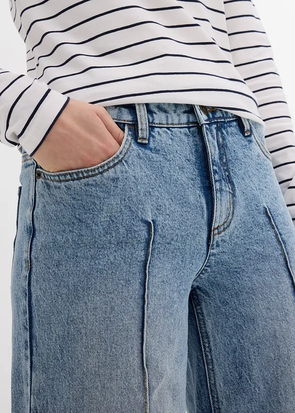 Zkrácené džíny Wide Leg, Mid Waist, bonprix