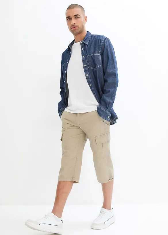 Dlouhé cargo bermudy, Regular Fit, z čisté bavlny, bonprix