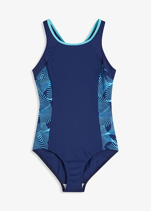 Sporotvní jednodílné plavky s bočními vsadkami, bonprix