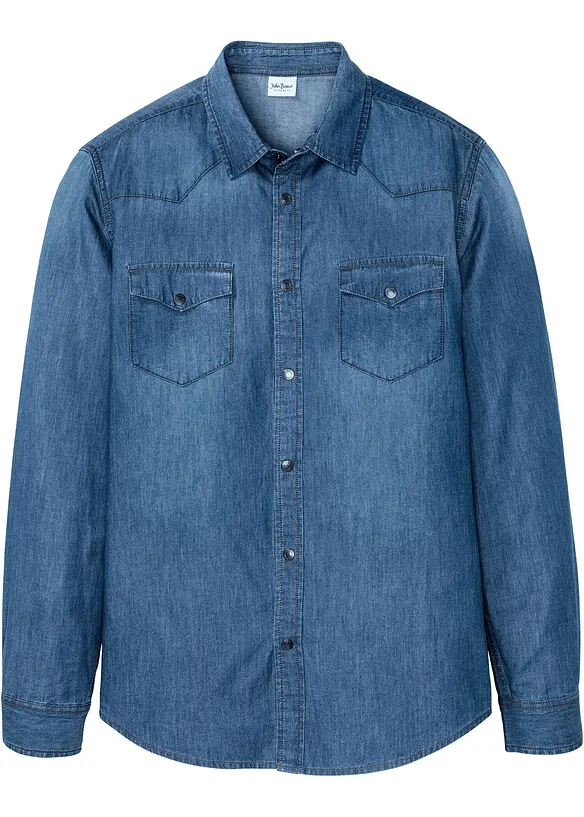 Džínová košile z čisté bavlny Slim Fit, dlouhý rukáv, bonprix