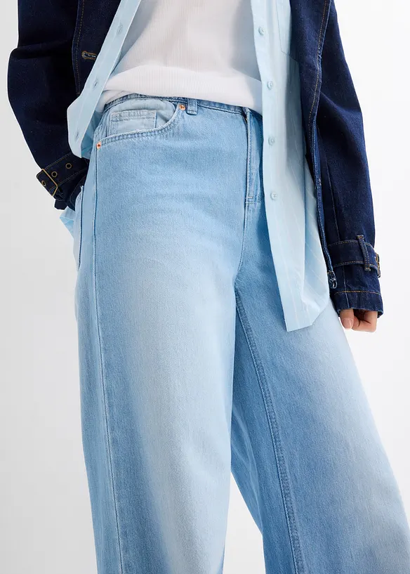 Džíny Wide Leg, High Waist, pohodlný pas, dlouhá délka, bonprix