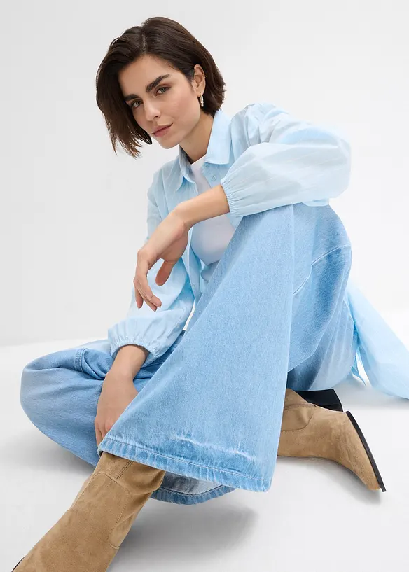 Džíny Wide Leg, High Waist, pohodlný pas, dlouhá délka, bonprix