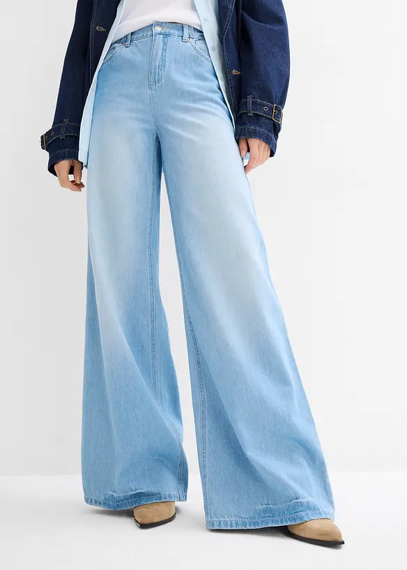 Džíny Wide Leg, High Waist, pohodlný pas, dlouhá délka, bonprix