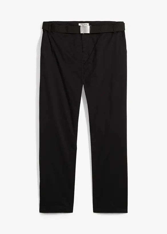 Strečové chino kalhoty s opaskem, Regular Fit, Straight, bonprix