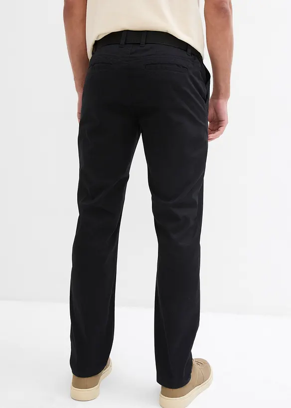 Strečové chino kalhoty s opaskem, Regular Fit, Straight, bonprix