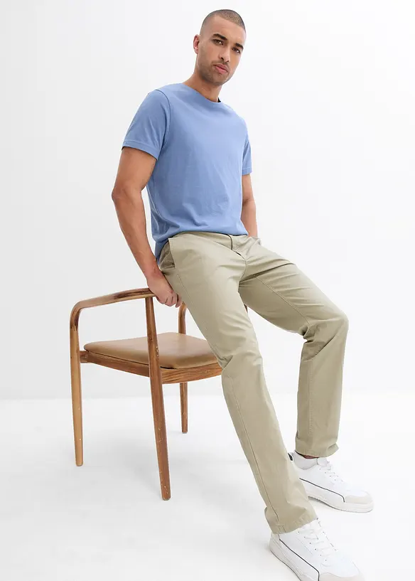 Strečové chino kalhoty s opaskem, Regular Fit, Straight, bonprix