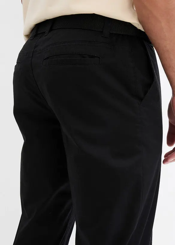 Strečové chino kalhoty s opaskem, Regular Fit, Straight, bonprix