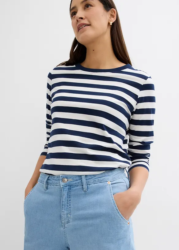 Balonové džíny, Mid Waist, Super Soft, zkrácené, bonprix