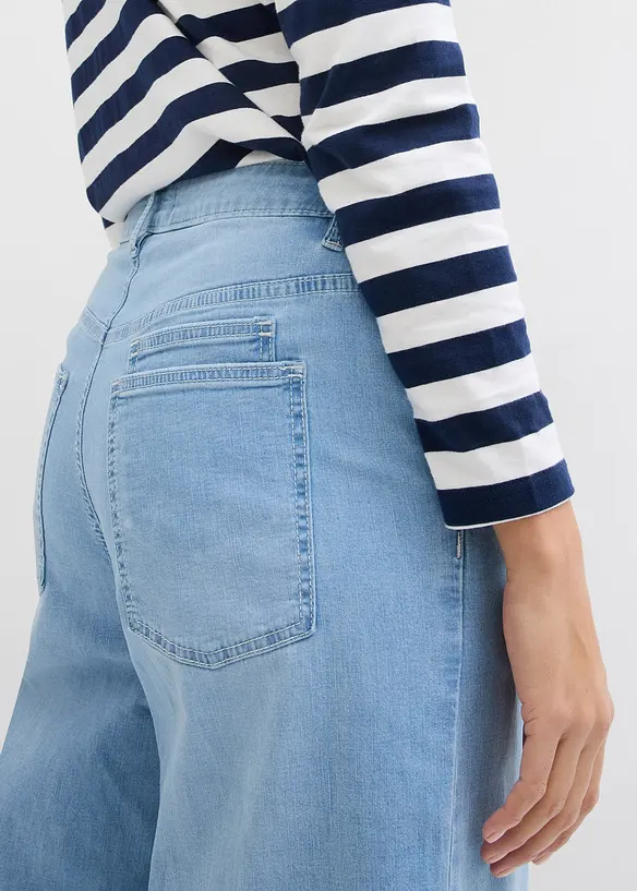 Balonové džíny, Mid Waist, Super Soft, zkrácené, bonprix