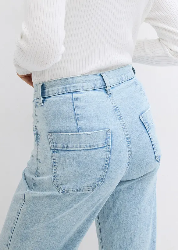 Zkrácené džíny, Wide Leg, High Waist, bonprix